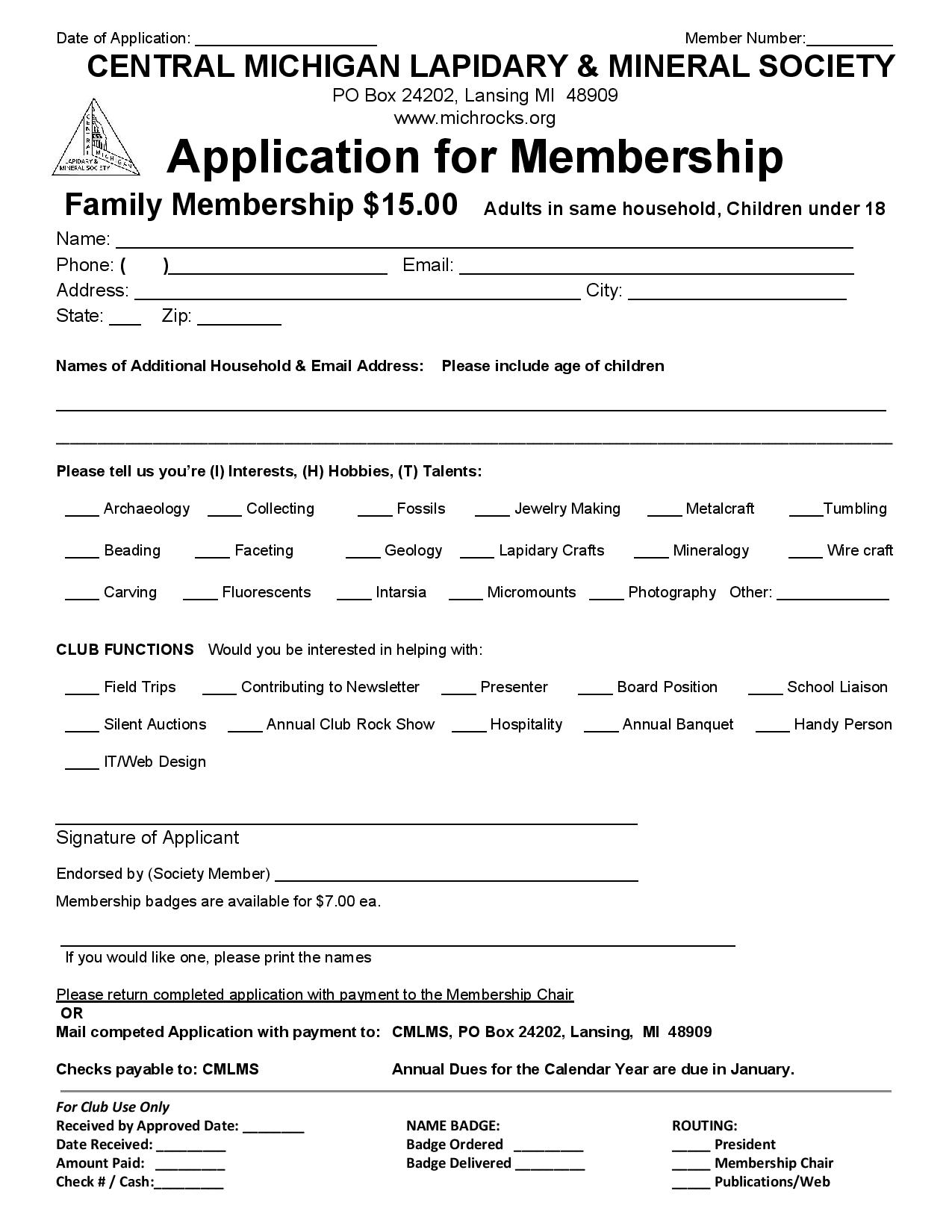 Membership Application - Family
